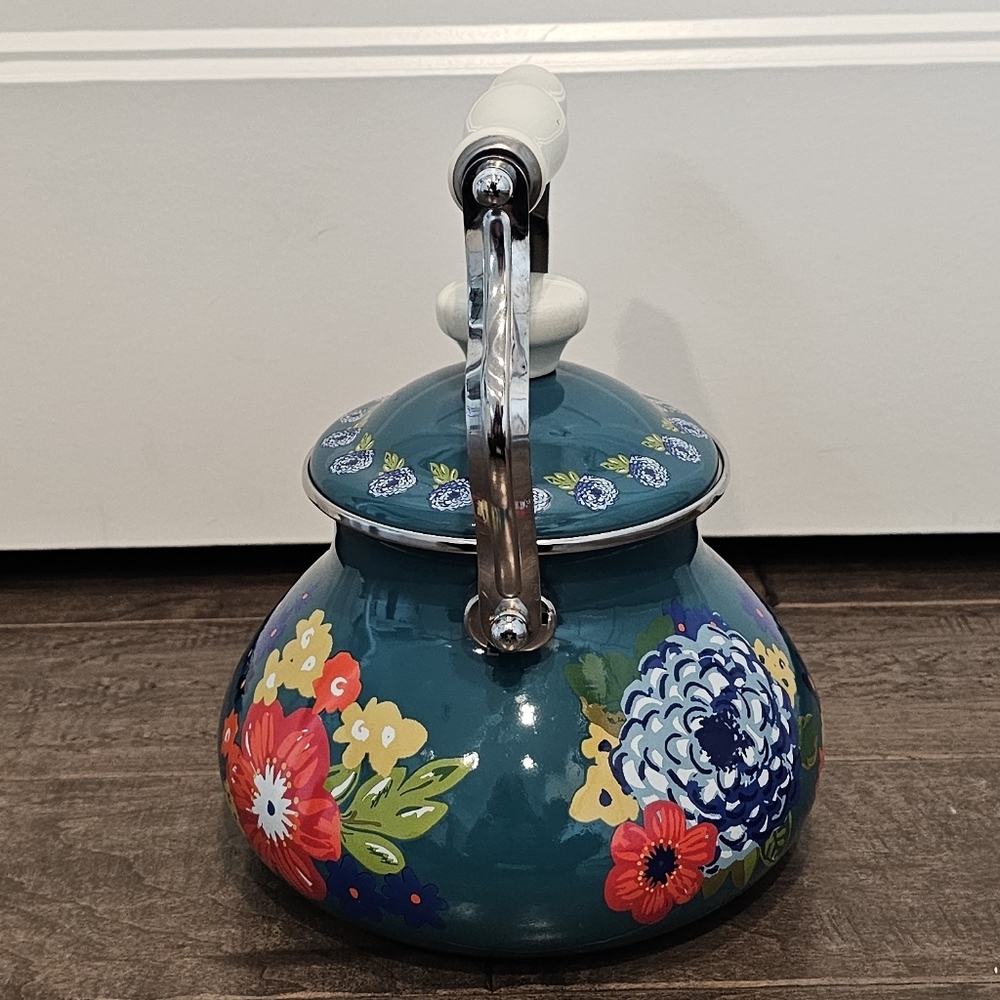 The Pioneer Woman Dazzling Dalia's Whistling Tea Pot - Picture 8 of 8